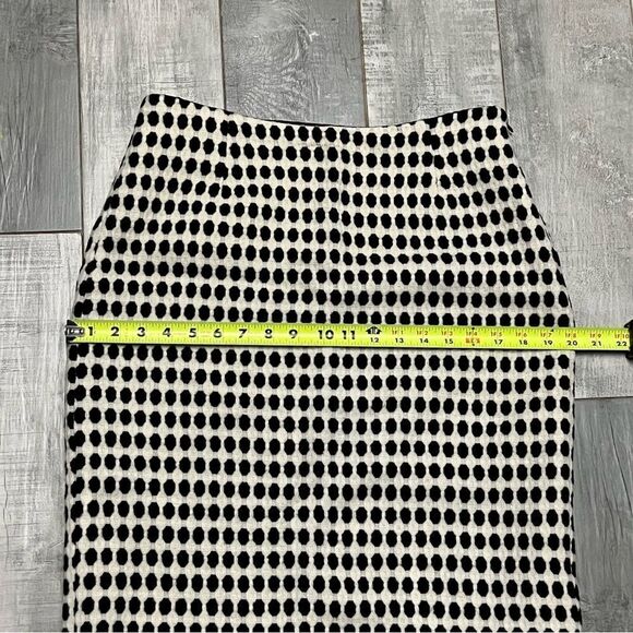 Milly Black Ivory Mod Print Polka Dot Soft Virgin Wool Career Pencil Skirt 10 - Picture 8 of 10